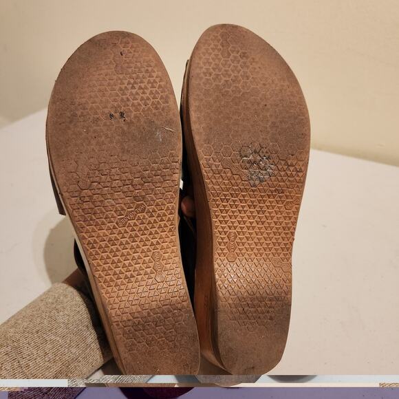 Sven Original Brown Leather Criss Cross Strap Open Toe Clog Sandal Sz 8.5 EU 39 - Picture 5 of 8